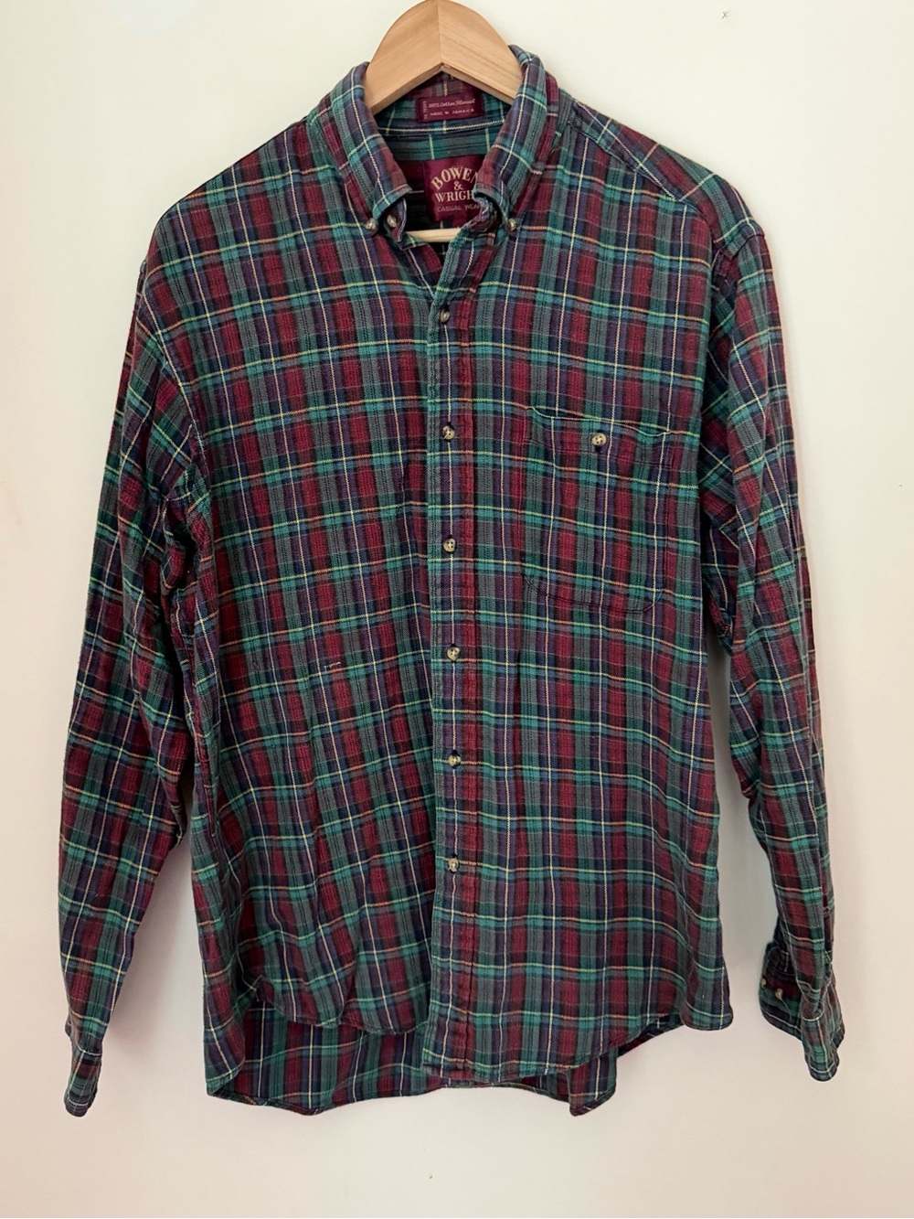 Red and Green Plaid Button-Down Shirt